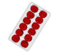 AMUSLESUR Roses Préservées Rouges, Lot de 12 pour Bouquets de Mariée et Décorations Artisanales, Fleurs Stabilisées de 3 à 4 CM