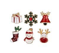 AMUSLESUR Set de 6 Broches de Noël en Alliage Délicates pour Décoration et Présent, Accessoires de Costume Raffinés pour Toutes Occasions Festives