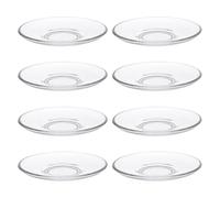 AMUSLESUR Soucoupes à Thé en Verre Transparent Rondes 8pcs, Assiettes Polyvalentes Compactes pour Événements Familiaux et Rassemblements