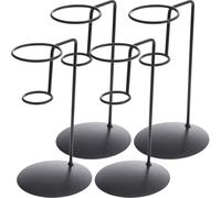 AMUSLESUR Support Porte-Cornets à Popcorn Lot de 4 en Métal Noir - Support à Cône Unique pour Frites et Desserts - Présentoir de Table pour Événement et Buffet - Design Simple et Solide