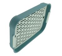 AMUSLESUR Toilettes pour Lapin Bac Rectangulaire Anti-éclaboussures Vert | PP Plastique, Structure à Deux Couches Grille, Usage Intérieur pour Jeunes Animaux, 1 Pièce