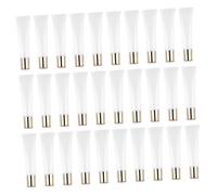 AMUSLESUR Tube de Gloss à Lèvres Vide Transparent 15ml, Lot de 50 Tubes Souples Embout Droit Doré, Flacon Rechargeable pour DIY Maquillage, Accessoires Cosmétiques Voyage
