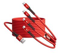 Amuvec Câble Multi USB C 4 en 1 2.2M, 3A USB A vers 4 Type C Câble de Charge Multiple, Cordon de Données Rapide QC 3.0, Long en Nylon Tressé pour Série iPhone 17/16/15, iPad, Samsung, Switch, LG, Sony