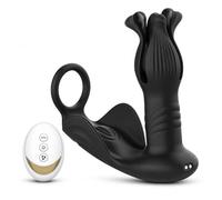 AMUVIBE Stimulateur Anal Vibrant Connecté pour Homme, Contrôle par Application Bluetooth et Télécommande, Masseur de Prostate en Silicone, 9 Modes de Mouvement, Rechargeable, Noir