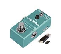 Amuzik Looper Pédale pour guitare électrique Loop Station Pédale illimité Overdubs 10 minutes de boucle, 1/2 de temps et inverse, carte SD intégrée pour mémoire avec 3 modes mini taille