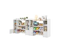 Amveya Bibliothèque Enfant Blanche 2 pièces, Petite Bibliotheque Etagere Rangement, Meuble De Rangement Chambre Enfant avec 6 Zones Ouvertes, Bibliothèque Basse avec 8 boîtes