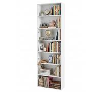 Amveya Bibliotheque Haute Blanche Etagere Rangement 7 Niveaux Meuble Salon Bibliothèque Étroite avec Rangement Livre pour Bureau Chambre Cuisine