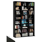 Amveya Bibliothèque Meuble de Rangement, Bibliotheque Livre Noir, étagère Bibliothèque Noir, Etagere Livre Chambre, Bibliothèques pour Salon, Colonne de Rangement Chambre (102 x 23.5 x 180 cm)