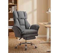 Amveya Chaise de Bureau Ergonomique Grise Fauteuil de Direction avec Accoudoirs Réglables et Pliables Repose-Pieds Inclinable 135° Charge 150kg Fauteuil pour S'asseoir en Tailleur Velours