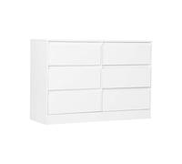 Amveya Commode 6 Tiroirs Blanche 100 cm Commode Chambre Adulte Meuble de Rangement Chambre Meuble Salon Rangement Chiffonnier Commode Vetement Commode Bureau Scandinave Moderne 100 x 37 x 69 cm