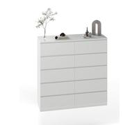 Amveya Lot de 2 commodes blanches avec tiroirs, buffet, étroit, blanc, pour salon, chambre à coucher, buffet haut