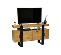 Amveya Meuble TV, Meuble Tele Bois, Grand Meuble Chambre,140X40X80cm,Buffet avec Fonction de Rangement, Idéal pour Les Salons, Les Chambres et Les Salles à Manger, dans Une Finition Bicolore Vintage