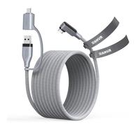 AMVR Câble de liaison de 4,8 m pour PCVR compatible avec les accessoires Meta Quest 3/3S/2/Pico 4, câble en nylon tressé avec adaptateur USB 3.0 A vers C pour SteamVR/PCVR, haute vitesse max 5 Gbit/s