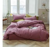 AMWAN Parure de lit moderne, 3 pièces en coton tricoté Jersey pour lit jumeau XL, Violet