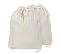 AMX Lot de 2 sacs à linge en toile de coton 100 % naturel avec poignées de transport et cordon de fermeture - lavables en machine, pour paniers à linge ou paniers ordinaires