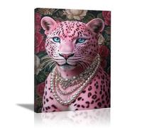 AMXBZC Affiche décorative chambre d'enfant Peinture mignonne de léopard Moderne animaux de safari en afrique - Poster Images Murales - Décoration chambre de bébé(Purple 8)-60x90cm Encadrée