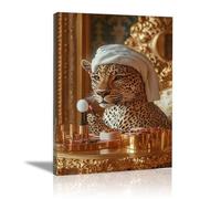 AMXBZC Affiche décorative chambre d'enfant Photo de léopard dans la salle de bain Moderne animaux de safari en afrique - Poster Images Murales - Décoration chambre de bébé(Or 4)-20x30cm Encadrée