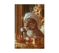 AMXBZC Affiche décorative chambre d'enfant Photo de léopard dans la salle de bain Moderne animaux de safari en afrique - Poster Images Murales - Décoration chambre de bébé(Or 4)-40x60cm Sans cadre