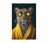 AMXBZC Affiche décorative chambre d'enfant Photo de léopard dans la salle de bain Moderne animaux de safari en afrique - Poster Images Murales - Décoration chambre de bébé(Jaune 3)-80x120cm Sans cadre