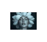 AMXBZC Femme africaine Tableau Salon Belles Femmes Fleurs Tableau Murale Abstrait,Grande œuvre d'art moderne pour mur africaines Decoration Murale(Blanc 8)-60x90cm Sans cadre