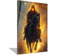 AMXBZC Halloween impressions d'art mural vintage Oeuvre d’art d’animal du diable Décoration Murale Maison images esthétiques d'Halloween pour chambre à coucher(Jaune 68)-60x90cm Encadrée