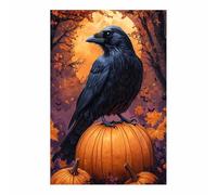 AMXBZC Halloween Tableau abstrait mural Corbeau citrouille de forêt Tableau Halloween dortoir Decor Murale, salon manger décoration de la maison peinture(Violet 9)-80x120cm Sans cadre