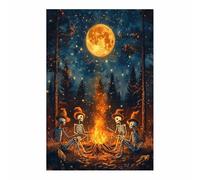 AMXBZC Halloween Tableau abstrait mural Crâne mignon dans la forêt art gothique, images d'horreur d'Halloween, décoration murale effrayante pour salle de bain(Jaune 91)-20x30cm Sans cadre