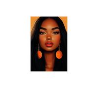 AMXBZC Images sur toile pour femmes africaines Affiche de Graffiti Girl Face fille Africaine Tableaux Décoration Murale - Salon et Chambre sur De Femme Noire Déco(Orange)-30x40cm Sans cadre