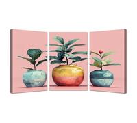 AMXBZC Lot de 3 affiches Impression sur Toile Tableau Plantes naturelles Fleurs Moderne Peintures Maison Bain Salon Chambre -Les Paysage Mur Art Peinture(Rose)-50x70cmx3 Encadrée
