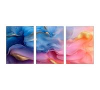 AMXBZC Lot de 3 posters Abstrait Tableau Motif de couleur graffiti Chambre, Salle De Bain Cuisine Bureau Salle À Manger Bar Decoration Murale(bleu)-60x80cmx3 Sans cadre