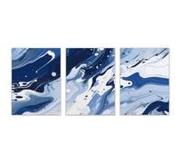 AMXBZC Lot de 3 posters Affiche sur Toile Décoration Murale Peinture fluide colorée Murale de Salle de Jeux -murale pour Chambre Adolescent Salon(Bleu)-50x70cmx3 Sans cadre