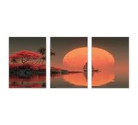 AMXBZC Lot de 3 posters Moderne Nature Impression sur Toile Tableau Abstrait Plage Coucher De Soleil Arbre Les Paysage Mur Art Peinture- Peintures Maison Bain Salon Chambre Deco-40x60cmx3 Sans cadre