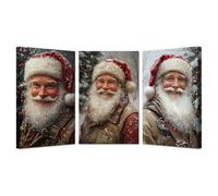 AMXBZC Lot de 3 posters Noël Tableau Decoration Murale hiver Plante du Père Noël Salon Impression sur Toile Image Décor Murale pour Chambre Maison(Rouge 1)-20x30cmx3 Encadrée