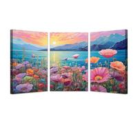 AMXBZC Lot de 3 posters Tableau Decoration Murale Moderne Abstract Beach Floral Chambre Salle De Bain Cuisine Bureau Prints, Art Mural Style Botanique(Rose)-60x80cmx3 Encadrée