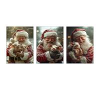 AMXBZC Lot de 3 posters Toile murale vintage de Noël Drôles d’animaux du Père Noël Affiche Decoration Murale Image Tableau Paysage d'hiver Salon Chambre Couloir(Rouge 7)-50x70cmx3 Sans cadre