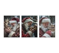 AMXBZC Lot de 3 posters Toile murale vintage de Noël Renne du Père Noël Affiche Decoration Murale Image Tableau Paysage d'hiver Salon Chambre Couloir(Rouge 5)-40x60cmx3 Sans cadre