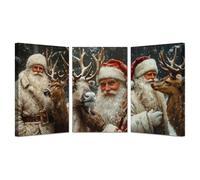 AMXBZC Lot de 3 posters Toile murale vintage de Noël Renne du Père Noël Affiche Decoration Murale Image Tableau Paysage d'hiver Salon Chambre Couloir(Beige 6)-60x80cmx3 Encadrée
