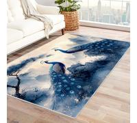 AMXBZC Moderne Abstrait Grand Tapis Salon Doux Motif d’Animaux de la forêt Petit Salon - Vintage Chambre Adulte -Salle à Manger -Bureau-Cuisine Moquette(Bleu 27)-240x300cm