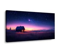 AMXBZC Moderne Impression sur Toile Hiver paysage Art Wall Cabine de la nature nocturne Murale Décoration -Salon Chambre Cuisine Horizontal Decoratifs(violet)-30x40cm Encadrée