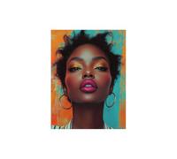 AMXBZC Moderne Noblesse Africaine Femme Affiches Art de visage de fille graffiti peinture sur toile, peinture abstraite, noir, or africain, art mural, décoration(Rose)-80x120cm Sans cadre