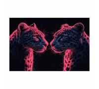 AMXBZC Murale d'art l'image imprimée sur Toile Abstrait Drôle Léopard Moderne animaux de safari en afrique -Images Murales - Décoration chambre de bébé(Rose)-40x60cm Sans cadre
