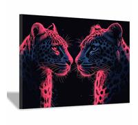 AMXBZC Murale d'art l'image imprimée sur Toile Abstrait Drôle Léopard Moderne animaux de safari en afrique -Images Murales - Décoration chambre de bébé(Rose)-80x120cm Encadrée