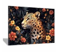 AMXBZC Murale d'art l'image imprimée sur Toile Fleur de léopard de forêt Moderne animaux de safari en afrique -Images Murales - Décoration chambre de bébé(Jaune)-40x60cm Encadrée