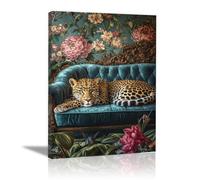 AMXBZC Murale d'art l'image imprimée sur Toile Illustrations Pink Fun Leopard Moderne animaux de safari en afrique -Images Murales - Décoration chambre de bébé(Rose 3)-60x90cm Encadrée