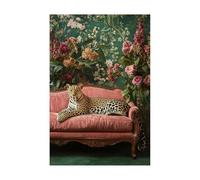 AMXBZC Murale d'art l'image imprimée sur Toile Images de léopards de plantes Moderne animaux de safari en afrique -Images Murales - Décoration chambre de bébé(Vert 7)-30x40cm Sans cadre