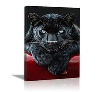 AMXBZC Murale d'art l'image imprimée sur Toile Images modernes de léopards Moderne animaux de safari en afrique -Images Murales - Décoration chambre de bébé(Red 4)-60x90cm Encadrée