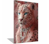 AMXBZC Murale d'art l'image imprimée sur Toile Photographie de léopard de mode Moderne animaux de safari en afrique -Images Murales - Décoration chambre de bébé(Rose)-20x30cm Encadrée