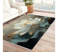 AMXBZC Poil Ras Tapis De Salon Design Moderne Lavable Beau Motif Floral Antidérapant Facile À Entretenir, Intérieur Et Extérieur Balcon Terrasse Moquette Cuisine(Blanc 56)-60x90cm