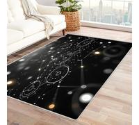 AMXBZC Poil Ras Tapis De Salon Design Moderne Lavable Modèle Abstrait Simple Doux Antidérapant Facile À Entretenir, Chambre Adulte Salle à Manger Bureau Le Balcon(Noir)-240x300cm