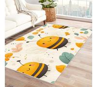 AMXBZC Poil Ras Tapis De Salon Design Moderne Lavable Motif Mignon d’Animaux de la forêt Antidérapant Facile À Entretenir, Intérieur Et Extérieur Balcon Terrasse Moquette Cuisine(Jaune 32)-150x180cm